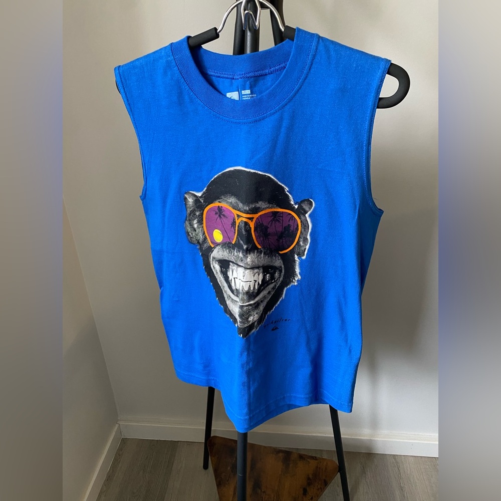 Quiksilver Blue Tank Top with Monkey Graphic
